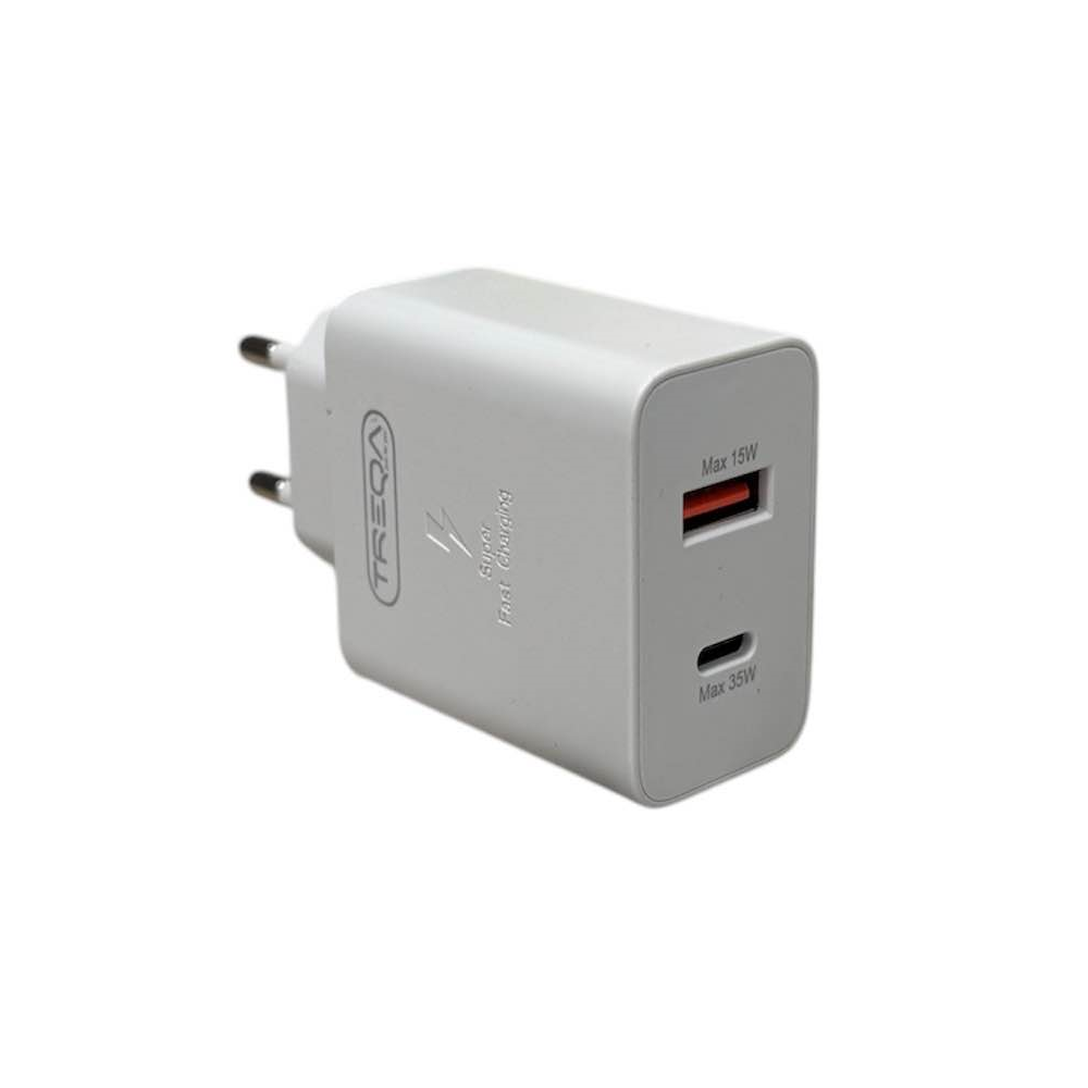 Treqa Φορτιστής με Θύρα USB-A και Θύρα USB-C 35W Άσπρος (CH-639)